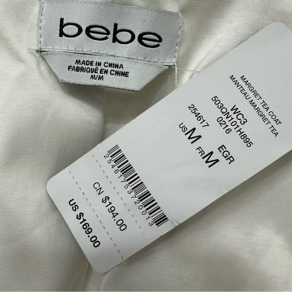 Bebe Margret Canvas Tea SZ Medium Ivory Coquette Fit And Flare Retail $169 NWT